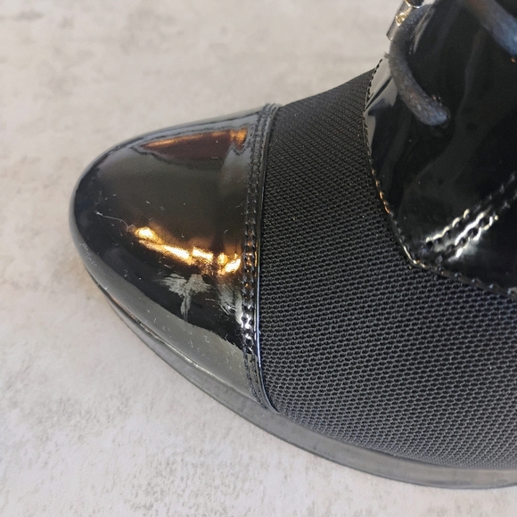 Impo Stretch Bootie Heels Womens 8.5M Black Pointed Toe Lace Up Witchy Goth - Picture 7 of 12